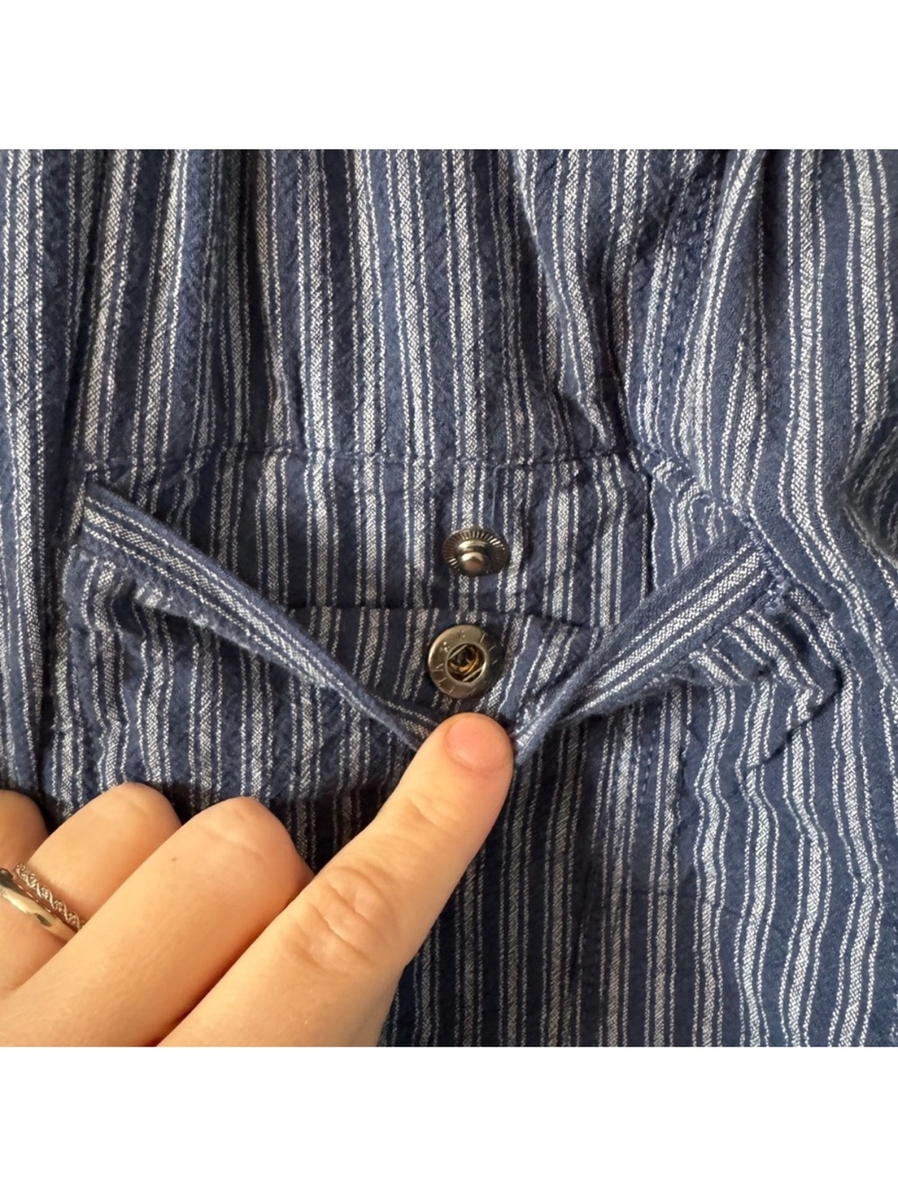 Free People Navy Pinstripe Drop-Crotch Wide Leg Pants - Picture 9 of 11